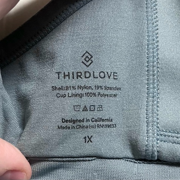 ThirdLove Wireless Bra sewn in foam cups soft comfortable everyday Gray Teal 1X - Picture 4 of 4